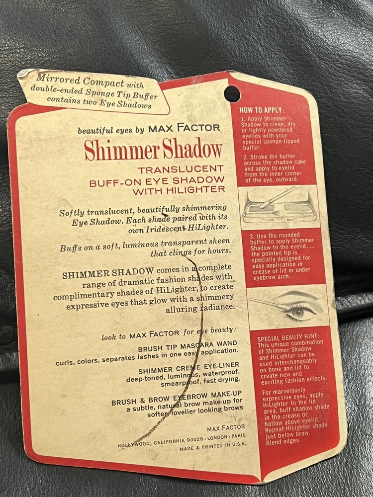 VINTAGE MAX FACTOR SHIMMER EYE SHADOW COMPACT STEEL BLUE HIGHLIGHTER NEW