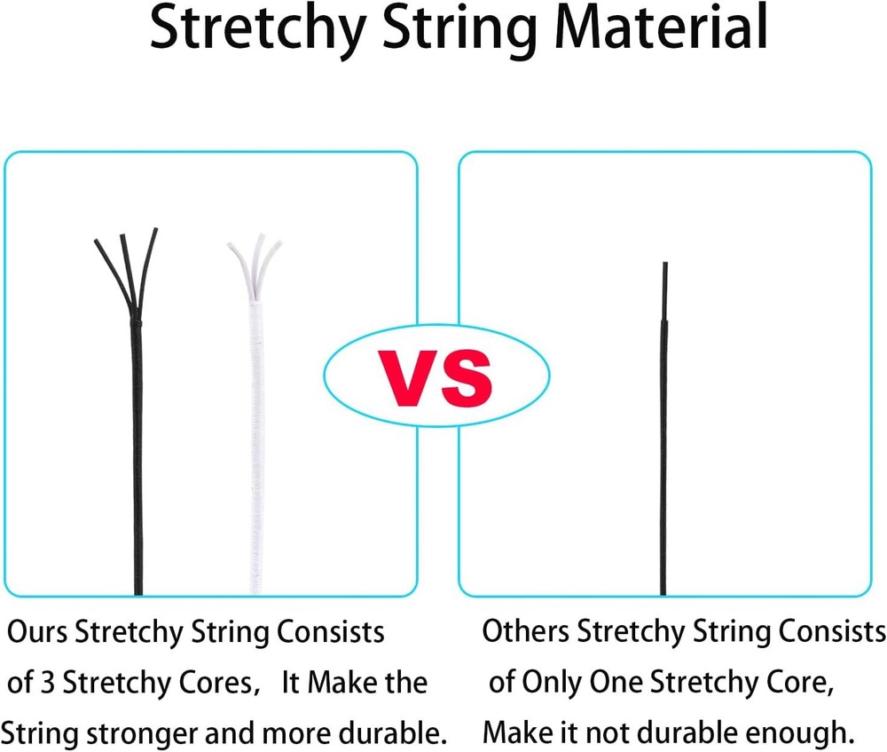 Stretchy String for Bracelets, 2 Rolls White Black (1.0mm), Black&white
