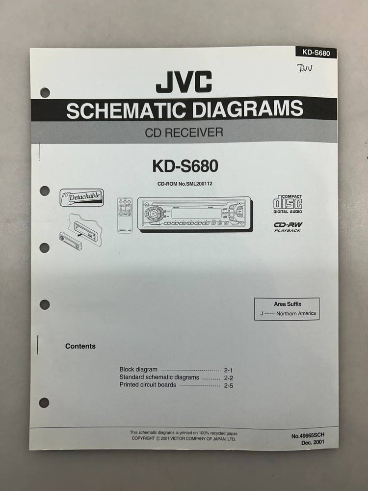 JVC KD-S680 Original Schematics Free Shipping