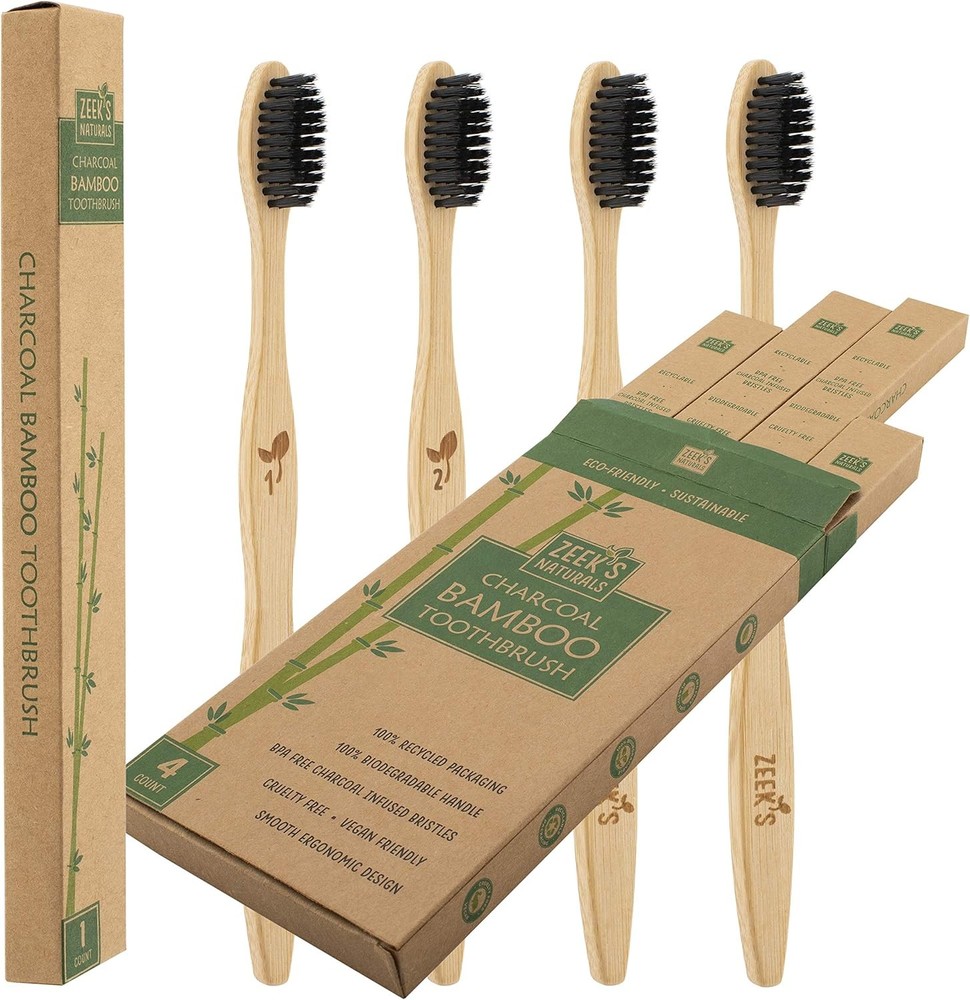 Biodegradable Eco-Friendly Natural Bboo Charcoal Toothbrushes - -