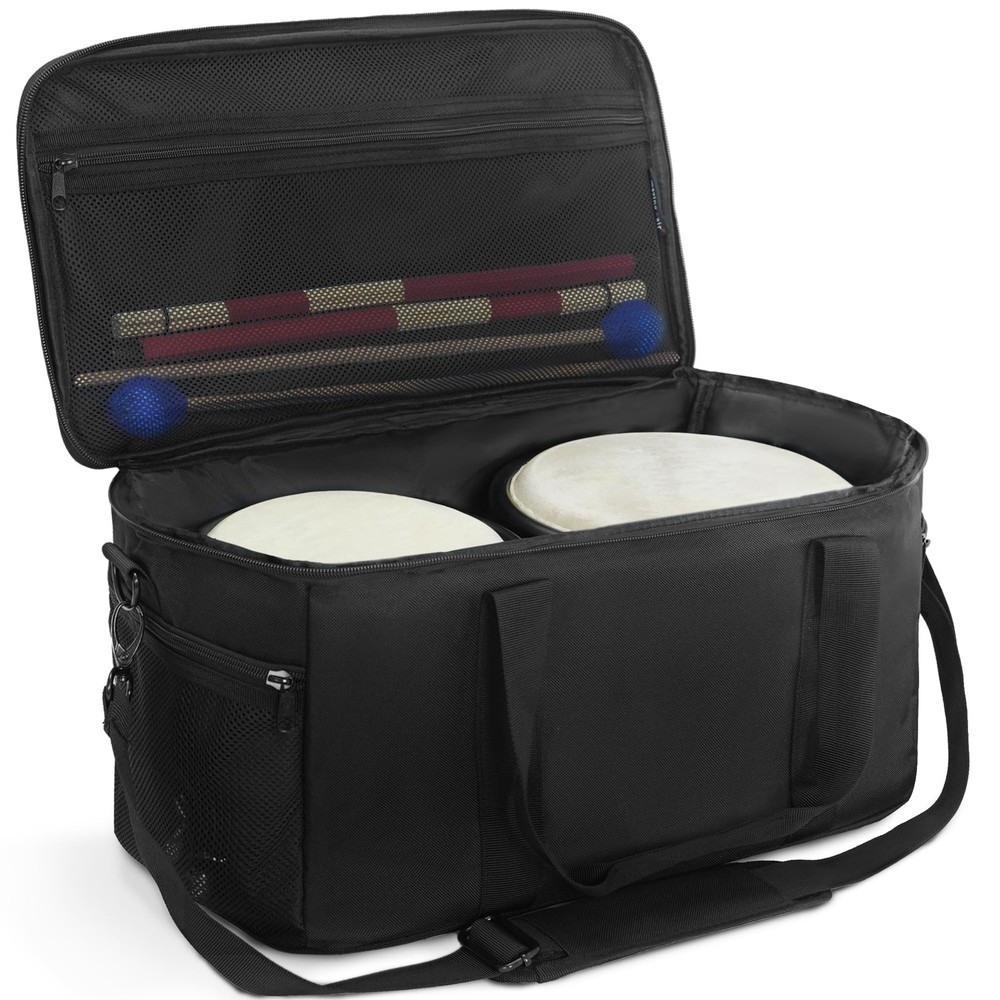 Bongo Drum Bag — Standard Size — 3 Extra Pockets for Accessories, Removable P...