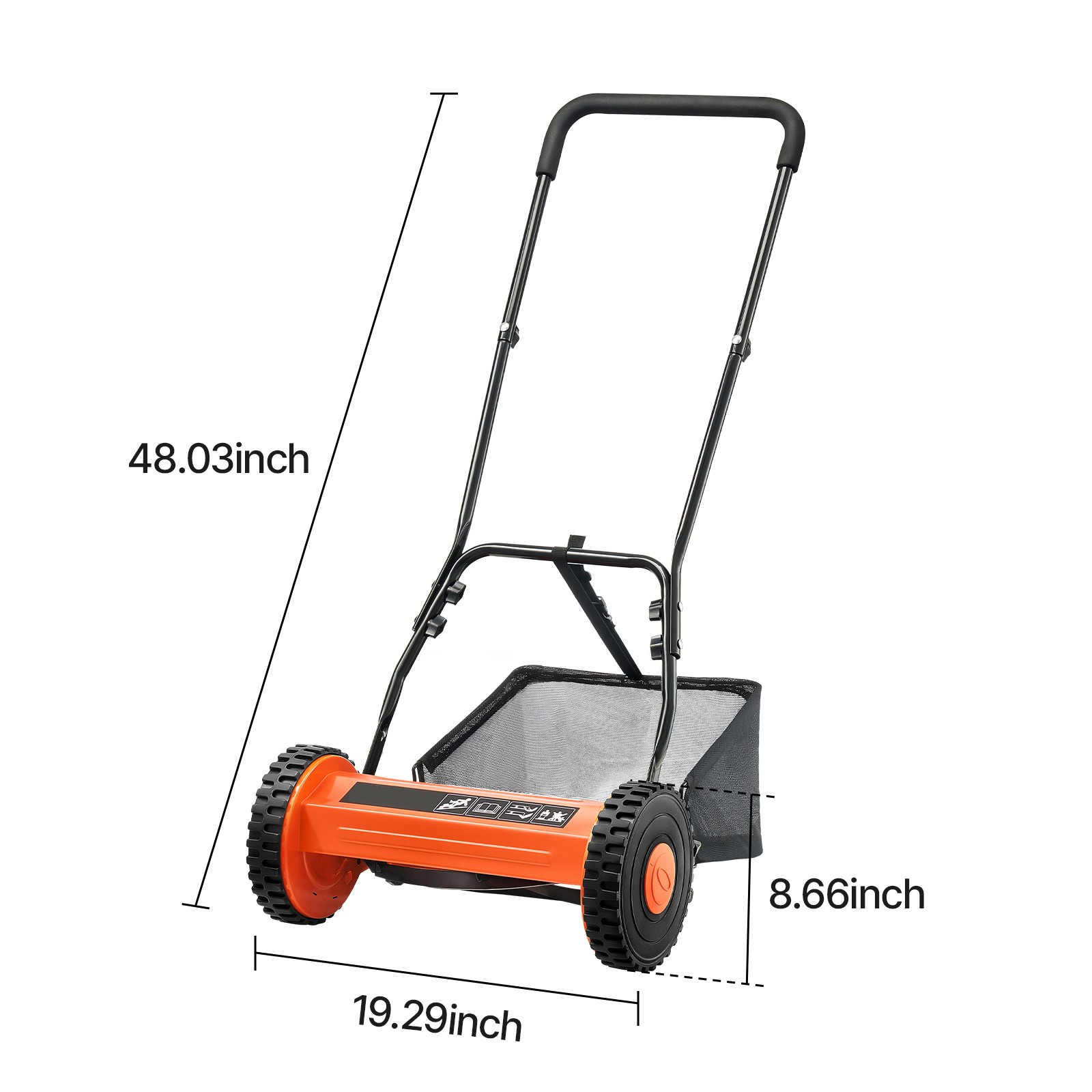14" Manual Push Reel Lawn Mower 5-Blade Adjustable Height Grass Catcher 2 Wheels