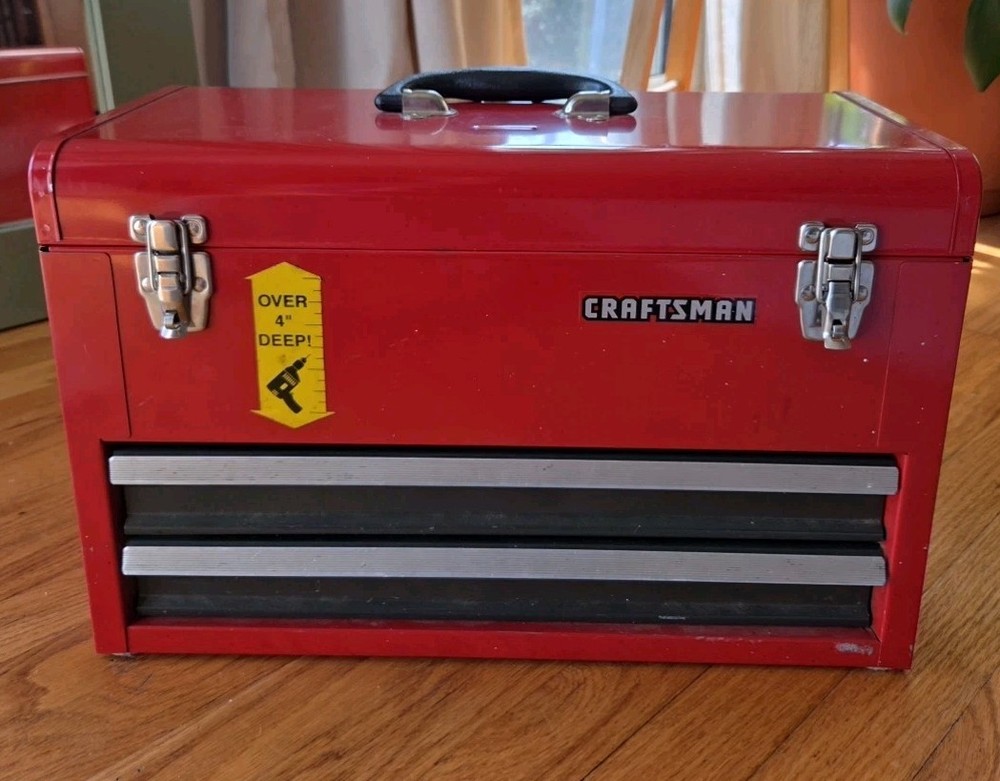 Vintage Craftsman 2 Two Drawer Deep Top Tool Box Red Toolbox