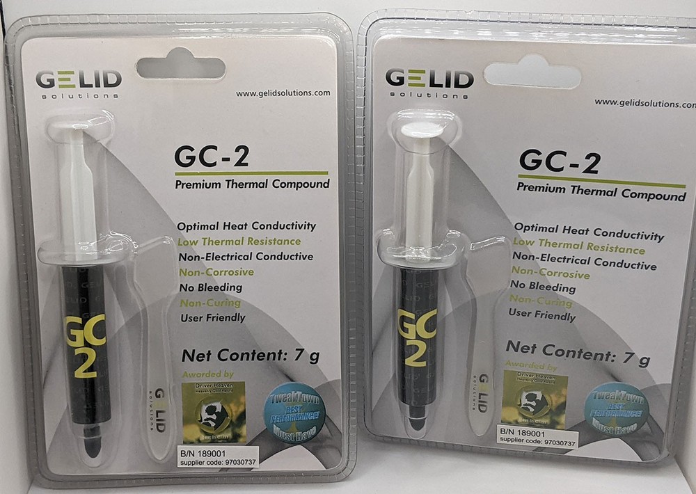 2 Pack: Gelid GC-2 Premium Thermal CPU Cooling Compound, Net Content 7 grams eac