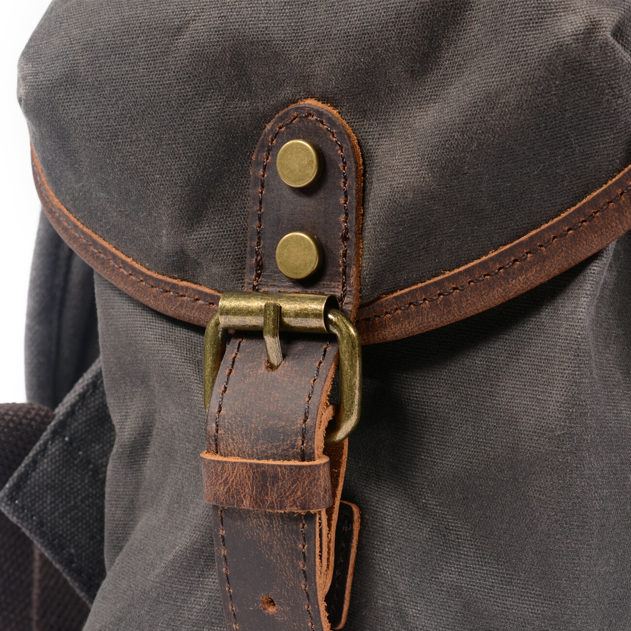 Men Waxed Canvas Leather Backpack Travel Rucksack Camping Hiking School Book Bag