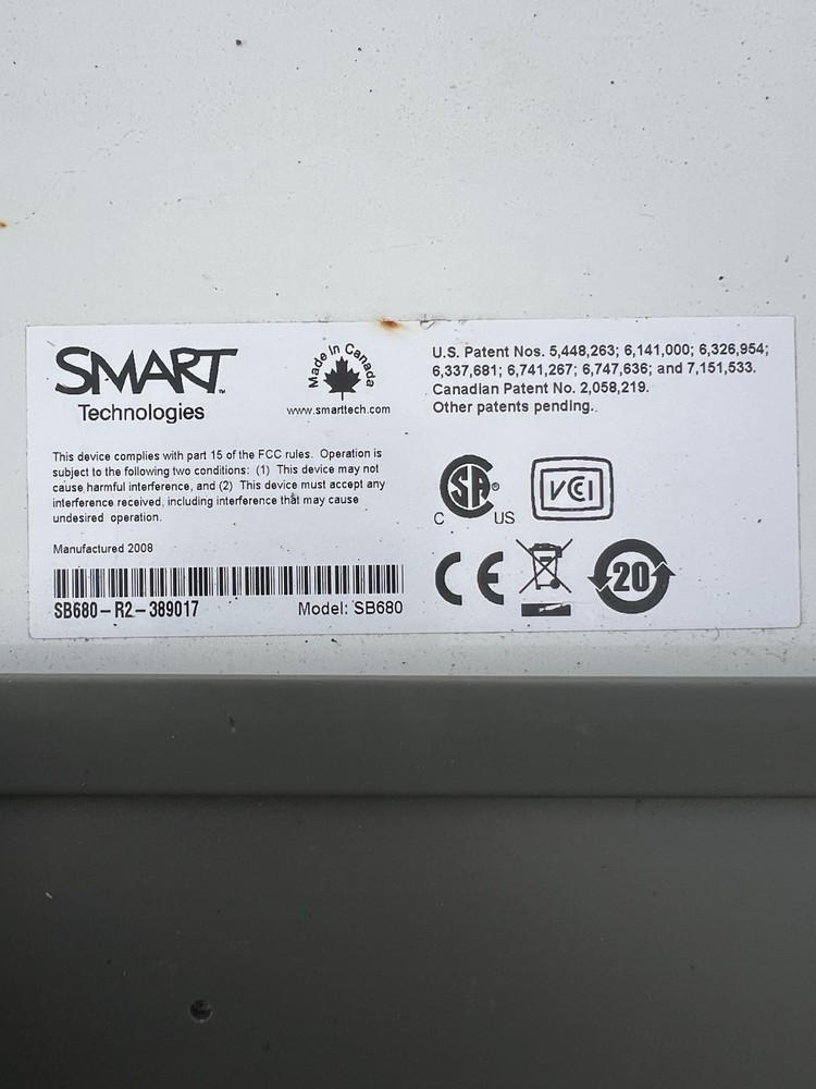 SMART Board SB680 77" Interactive Whiteboard. W/ Mounting Bracket