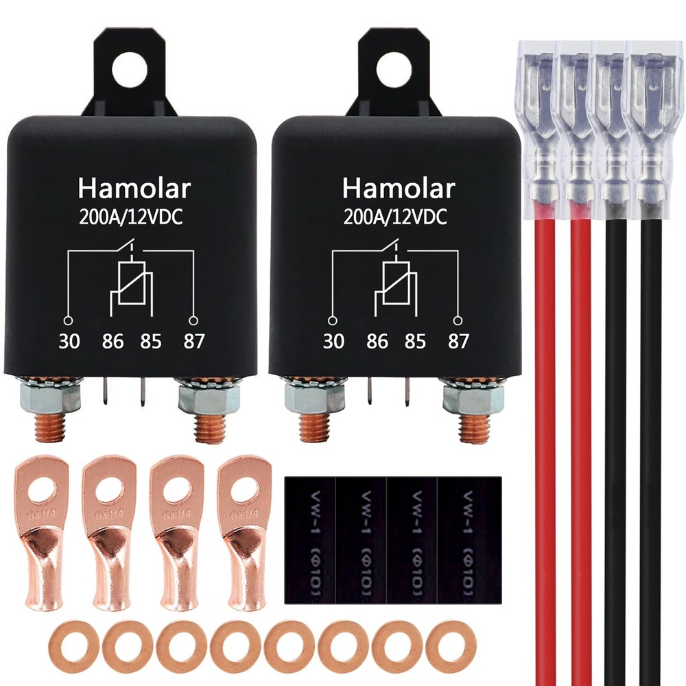 2 Pack 12V 200 Amp Continuous Duty Relay Switch Car Starter Heavy Duty Split