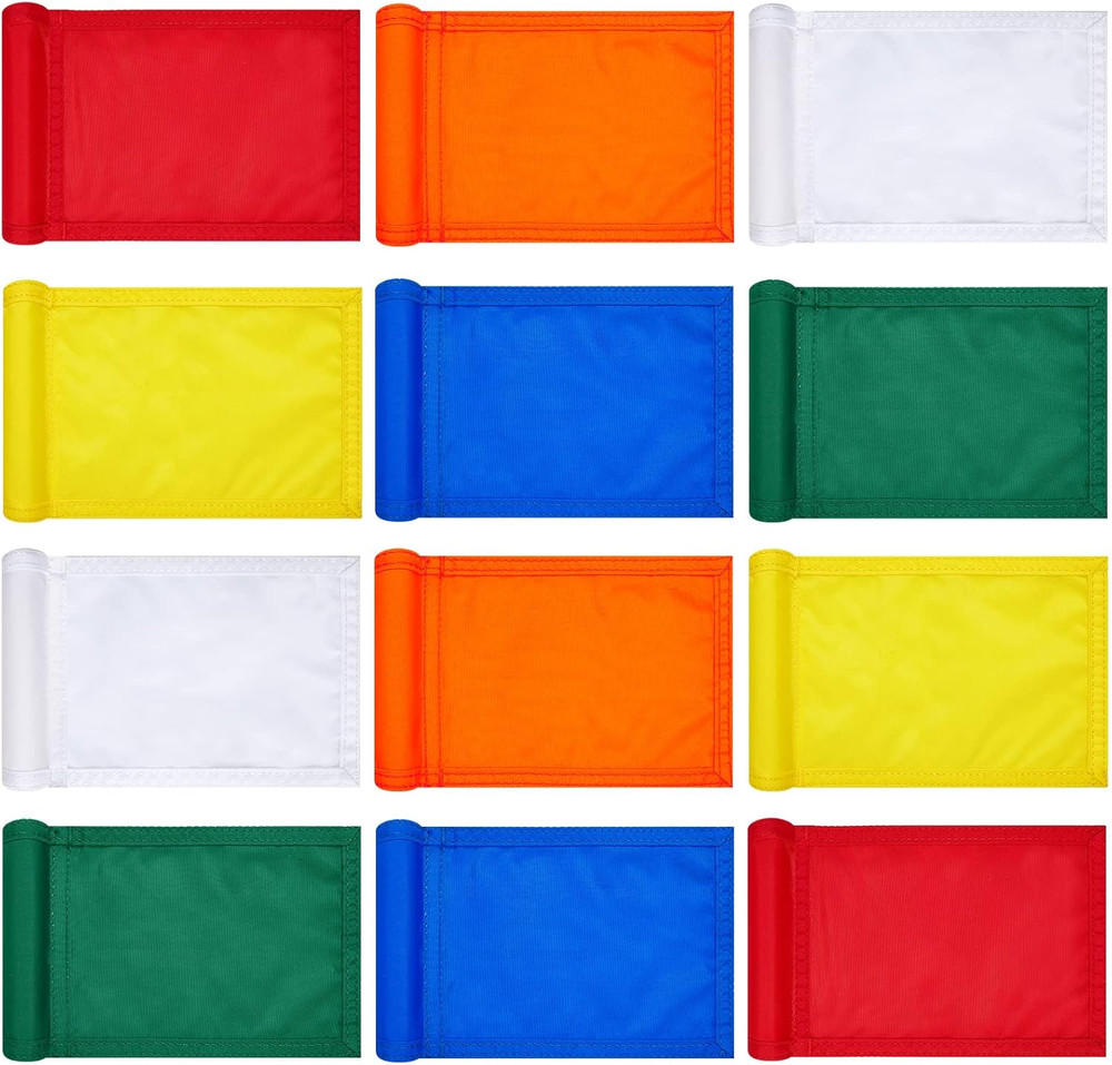 Colarr 12 Pcs Solid Golf Flag Target Flag with Tube Inserted Waterproof Putting