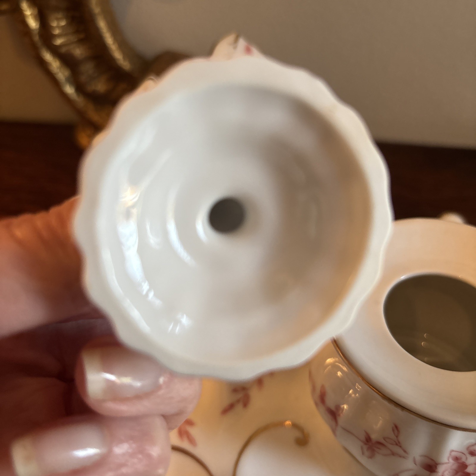 Porcelain 5 Piece Inkwell Dresser Set~Sandrea Japan G904~Chips & Cracks