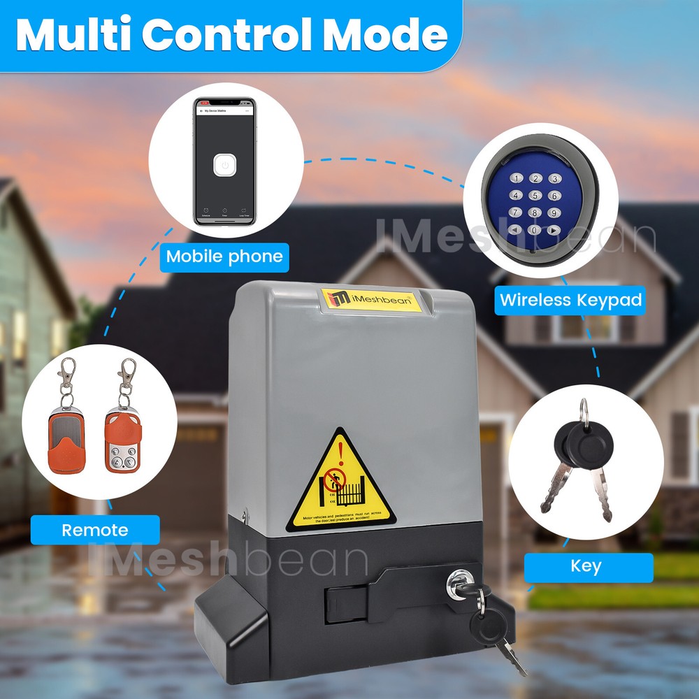 4400lbs Automatic Sliding Gate Opener Door Operator 6 Remotes+Keypad+APP Control
