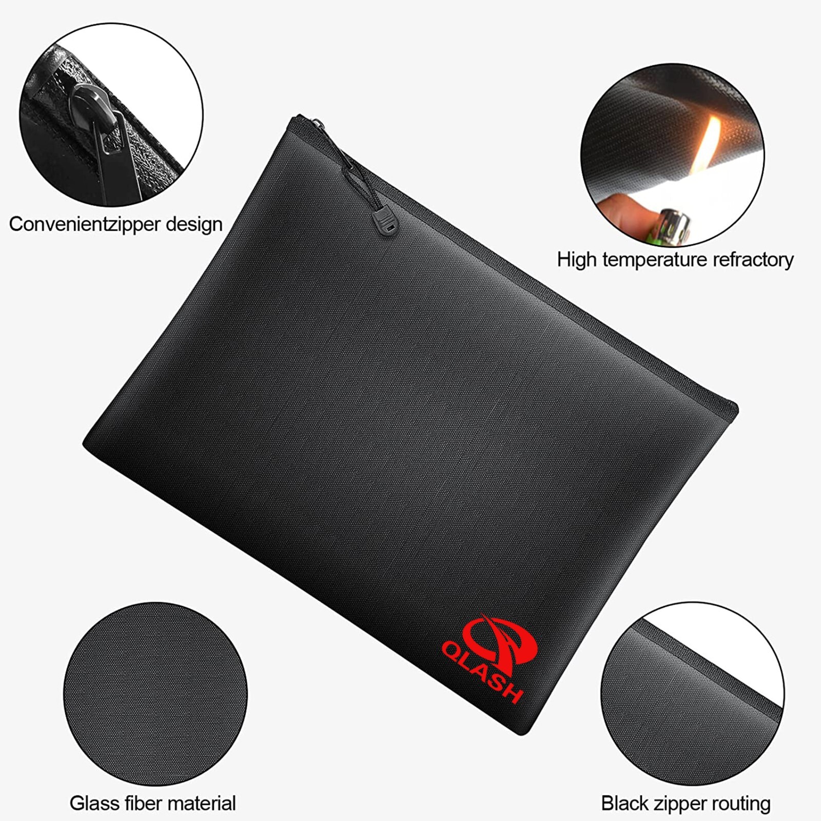 Large Fire Proof money Bag Fireproof Document Pouch Waterproof Safe Cash US