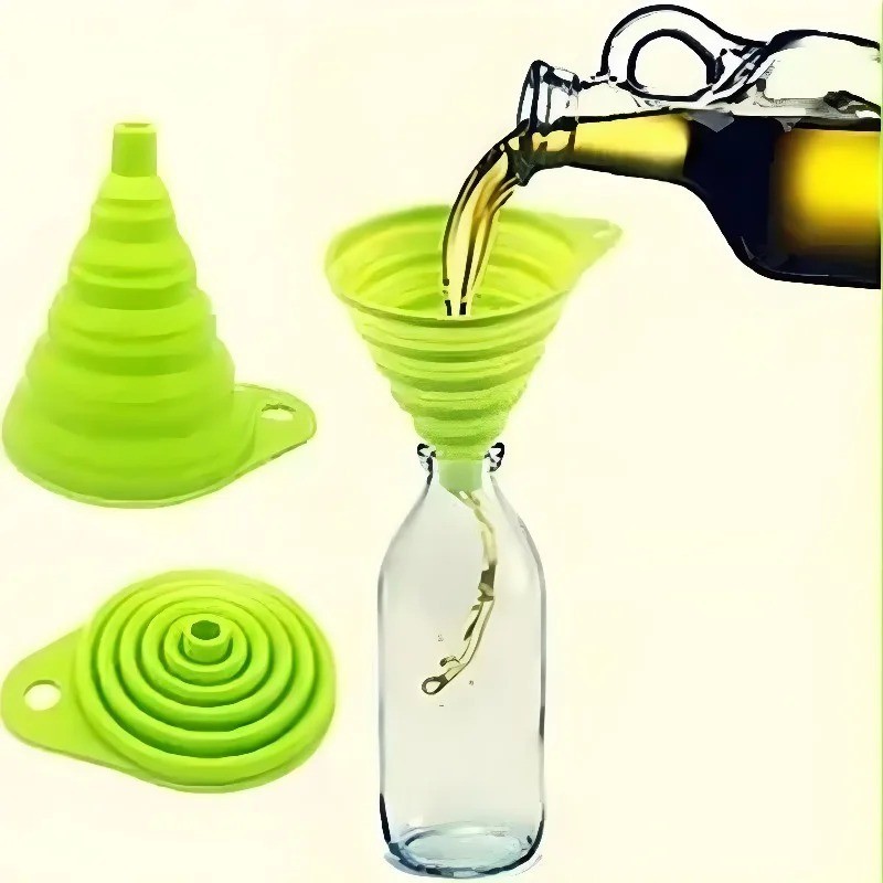 Mini Silicone Gel Foldable Collapsible Style Funnel Hopper Kitchen Tool