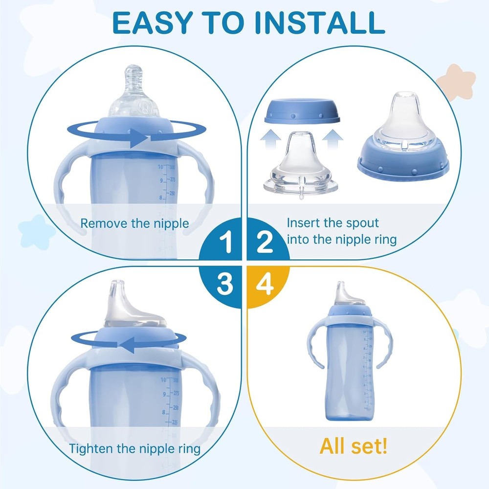 8Pack Replacement Silicone Spout Compatible with NUK, Soft Spout Replacement for