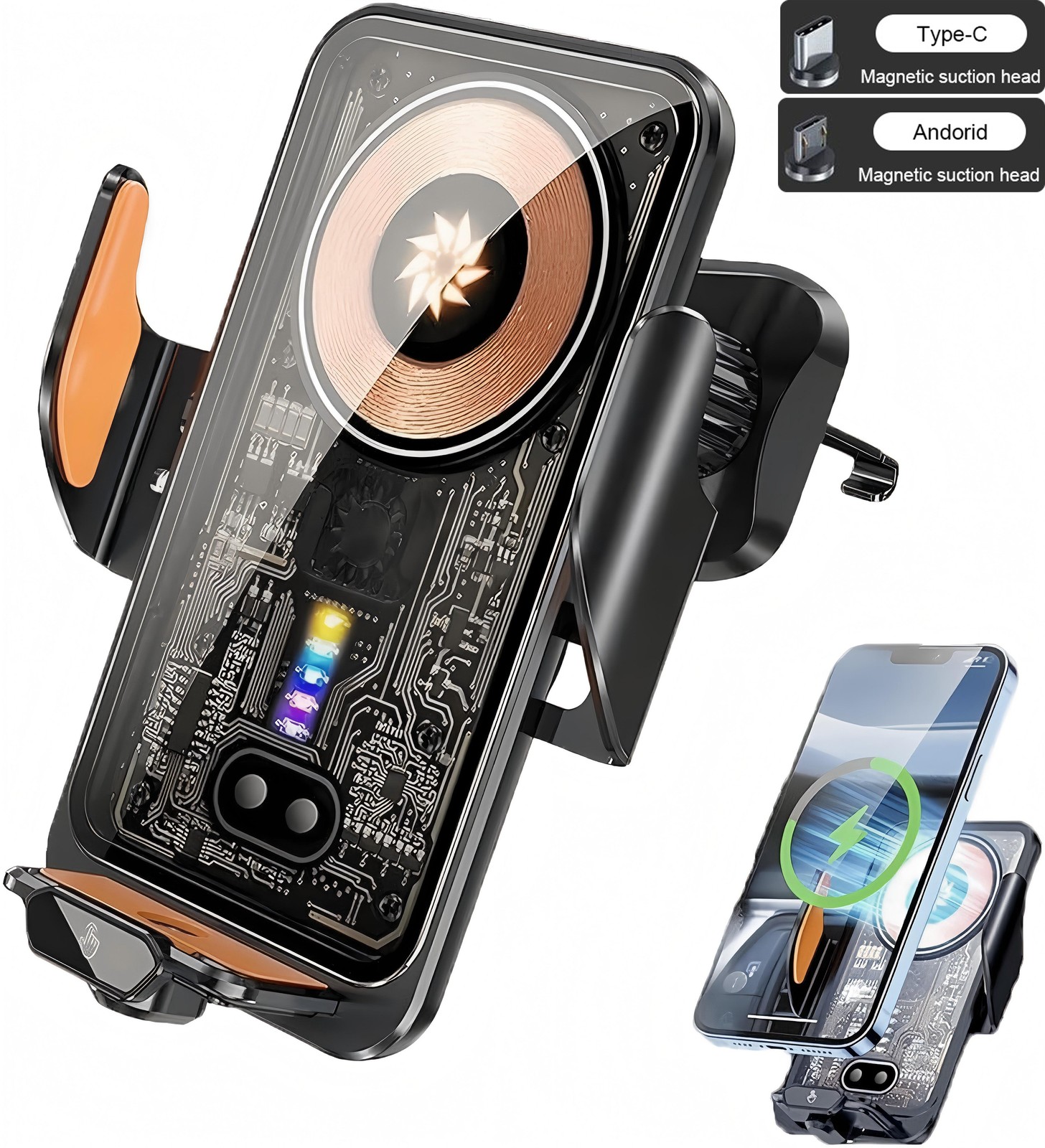 66W Fast Wireless Car Charger Automatic Clamping Mount Air Vent Phone Holder US