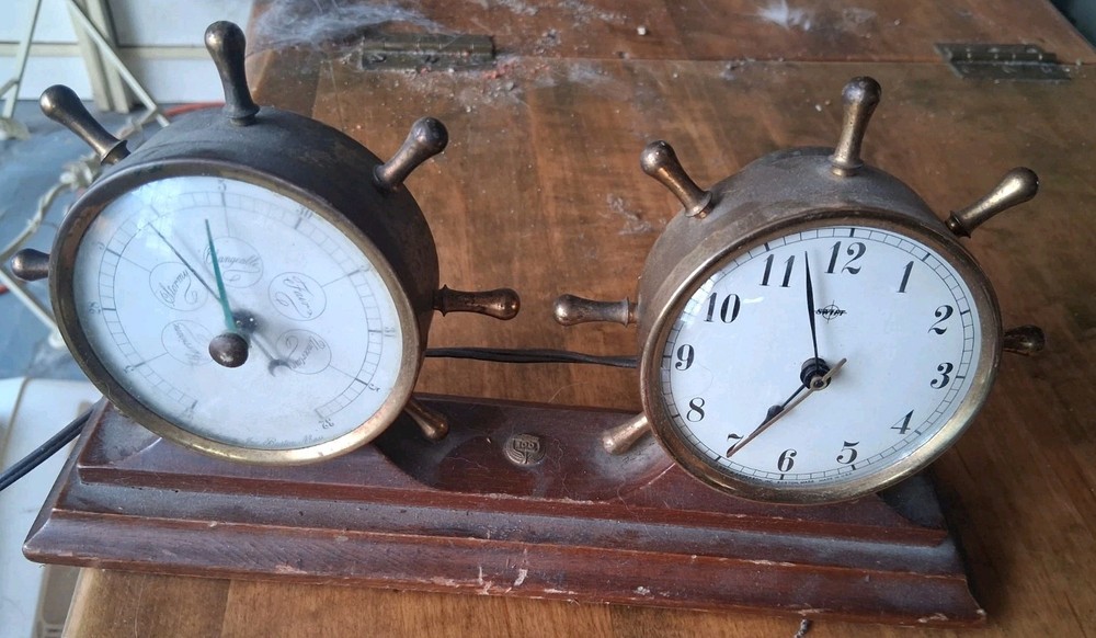 Vintage Swift Instruments Matched Set Ships Clock & Barometer 3"