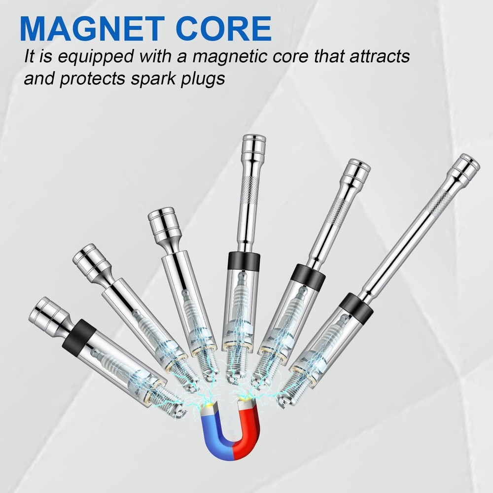 Jiimee 6pcs 3/8" Drive Magnetic Swivel Spark Plug Socket Set, Include 9/16”,...