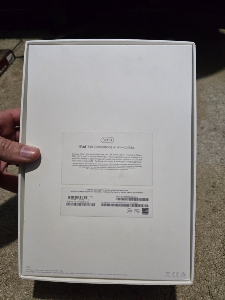 Apple iPad 6th Generation 32 GB Box Only - EMPTY BOX