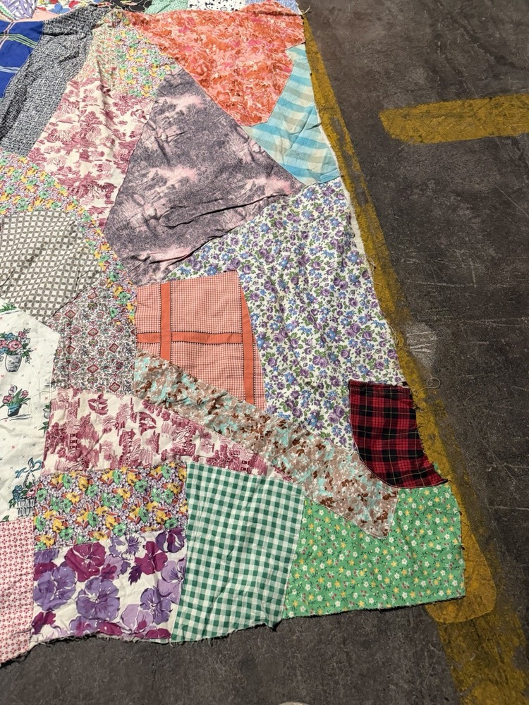 Vintage Handmade Crazy Quilt Patchwork Scrap 81x34