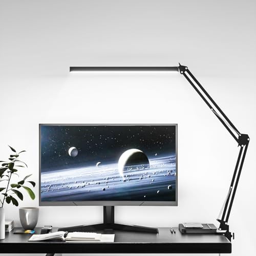 LED Desk Lamp, Manicure Table Lamp, Eye-Caring Drafting Light, Dimmable Black