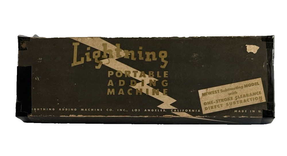 Vintage Lightning Portable Adding Machine Calculator with Bakelite Base