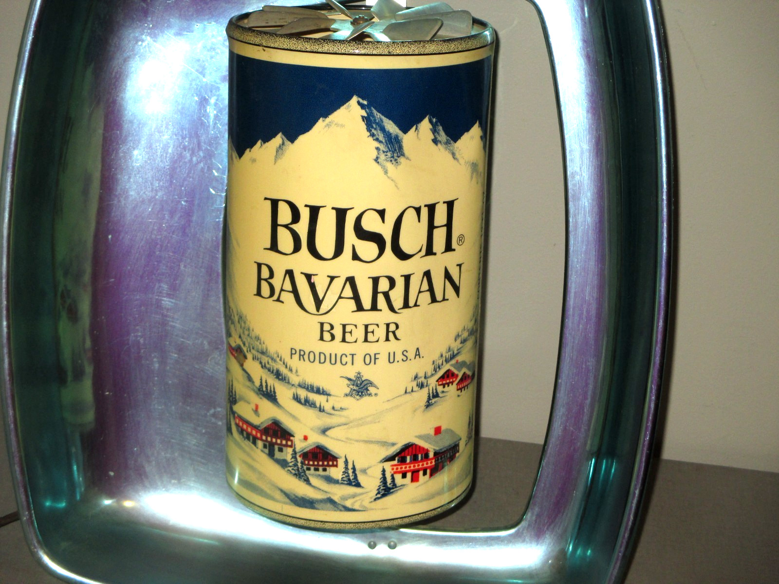 1950'S ANHEUSER-BUSCH BAVARIAN BEER -STORE BAR DISPLAY LIGHTED SPINNING CAN-18"