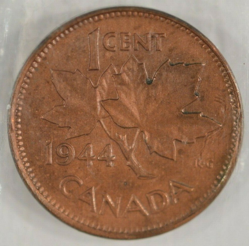 1944 Canada 1 Cent 1c ICCS Choice Uncirculated Red Rare Date