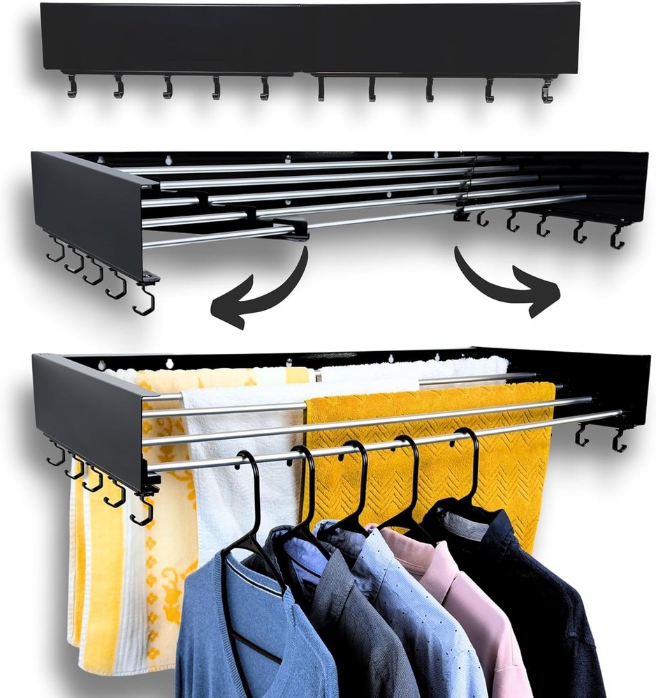 Retractable Clothes Drying Rack – Easily Install & Foldable for Small Spaces