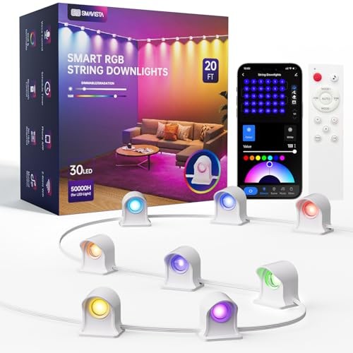 Smart RGBW+IC String Downlights with 30 LED String Lights, 111 20ft indoor