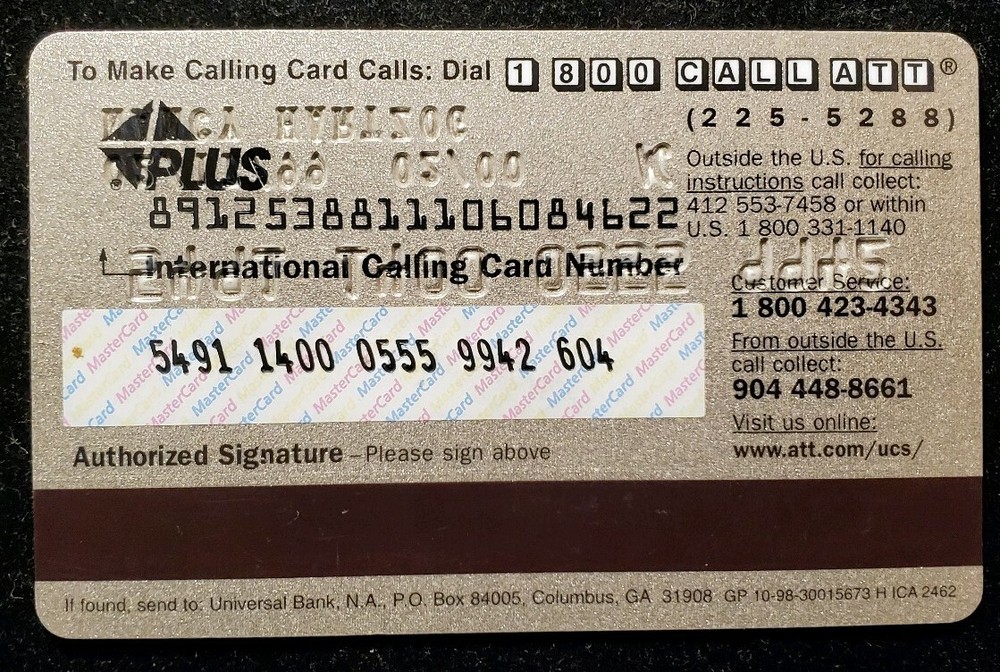 AT&T Platinum Universal MasterCard Card Exp 2000 cc239