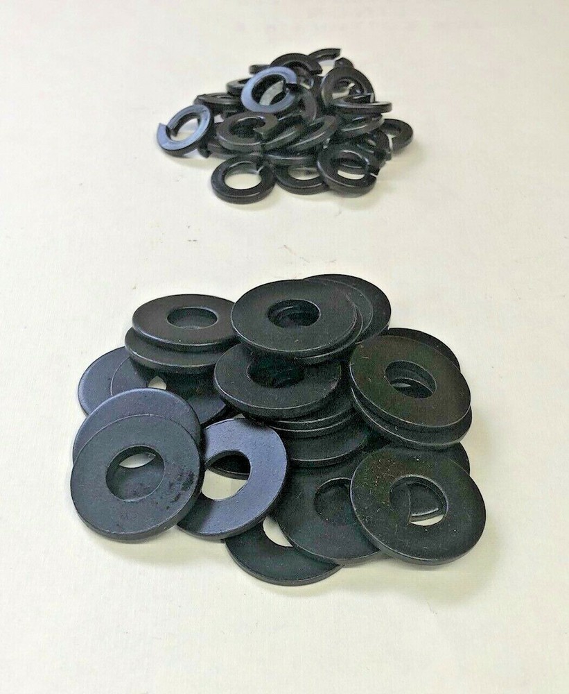 (25/each) 3/8" FLAT & LOCK Washers BLACK OXIDE Kit 3/8 SAE Split set holding