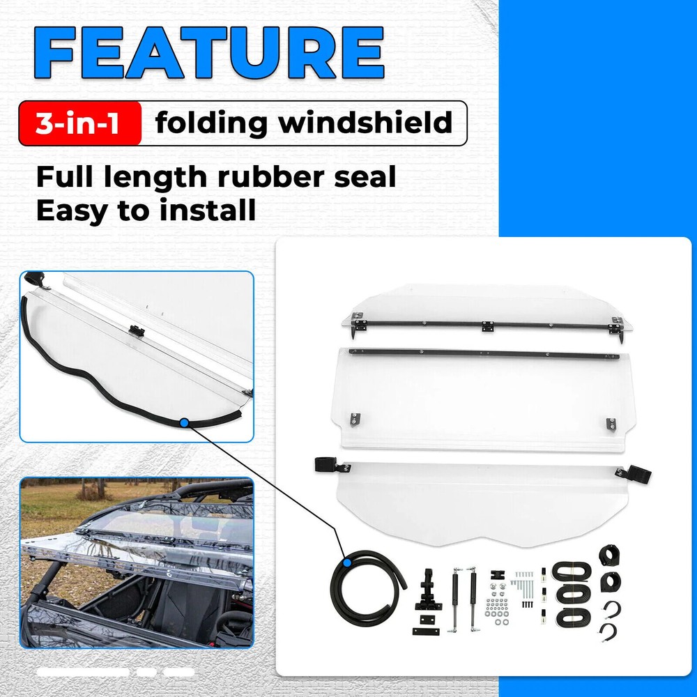Scratch Resistant 3-IN-1 Front Flip Windshield for 2017+ Can-Am Maverick X3