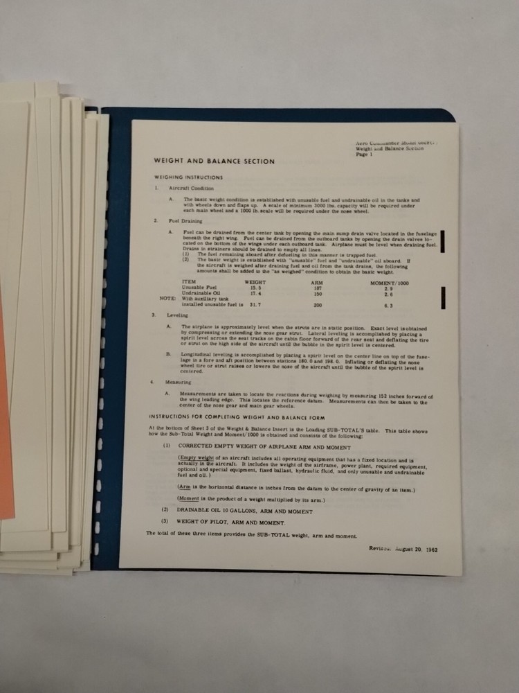 Aero Commander 1961 Model 680F Pressurized Flight Manual-Original