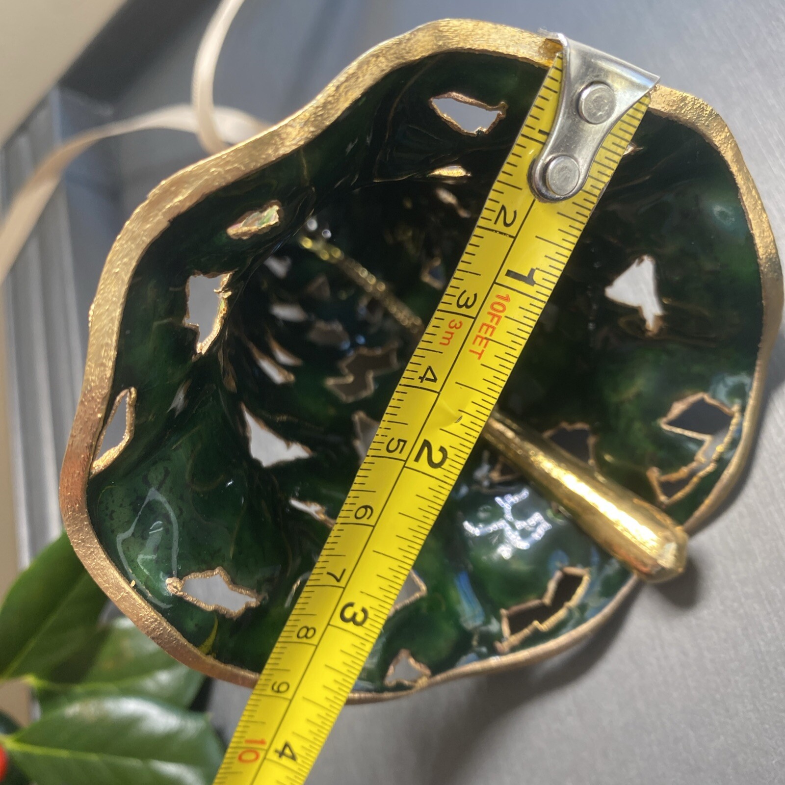 Vintage Bell Cloisonne Enamel Estate Pre-Owned Hand Crafted Bird Flower Pierced