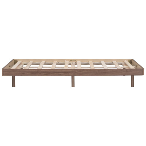Modern Design Twin Size Floating Platform Bed Frame for Walnut Color