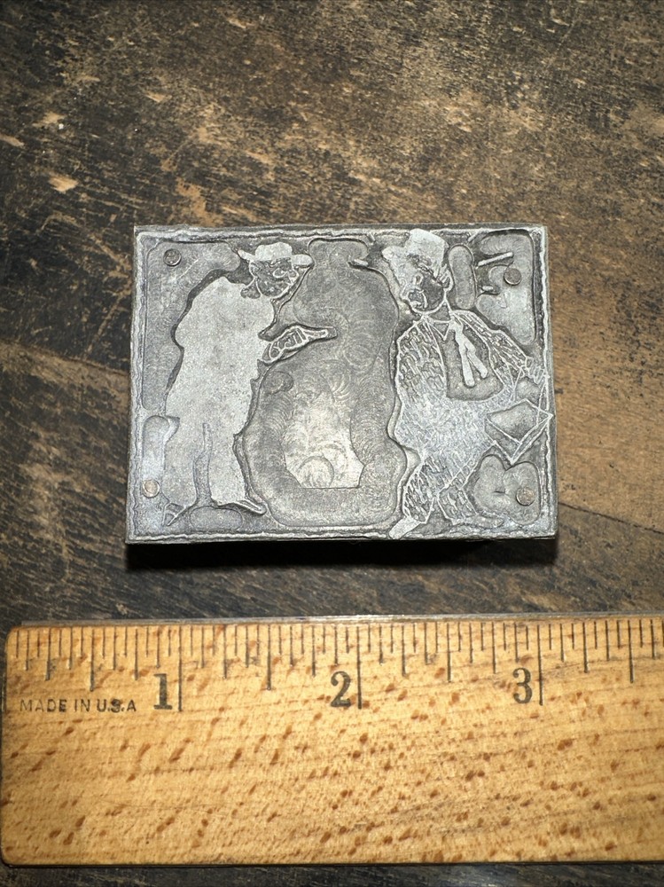 Printing Block “ Man Pointing Finger At Another Man” ￼