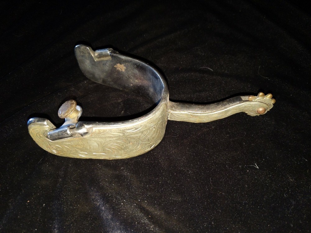 Silver Mounted Wide , Long Shank Single Left Spur