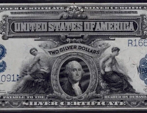 1899 $2 🇺🇸 Impressive ( SILVER CERTIFICATE )( MINI PORTHOLE ) Crisp High Grade
