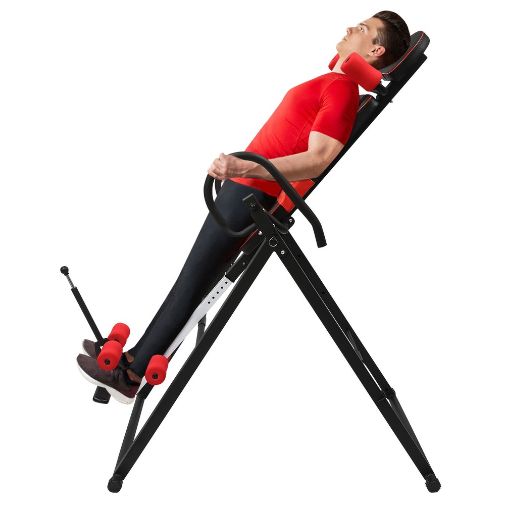 Foldable Gravity Fitness Inversion Table Teeter Machine Therapy Back Pain Relief