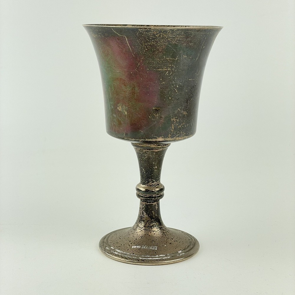 Vintage Solid Sterling Silver Wine Goblet / Cup Roberts & Dore 1972 12cm