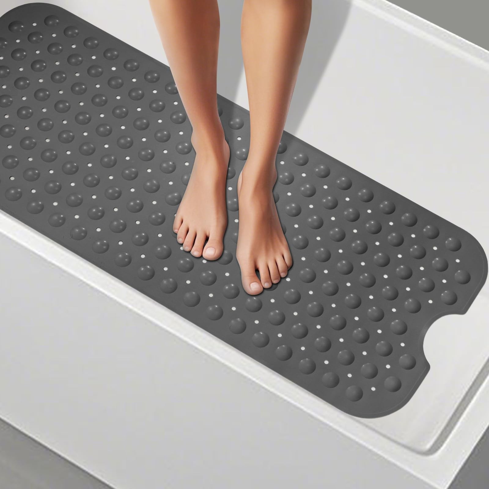 WarmSnow（is TPE, Not PVC） Long Bathtub Mat Non Slip 39.5 x 16 Inch, Inside Sh...
