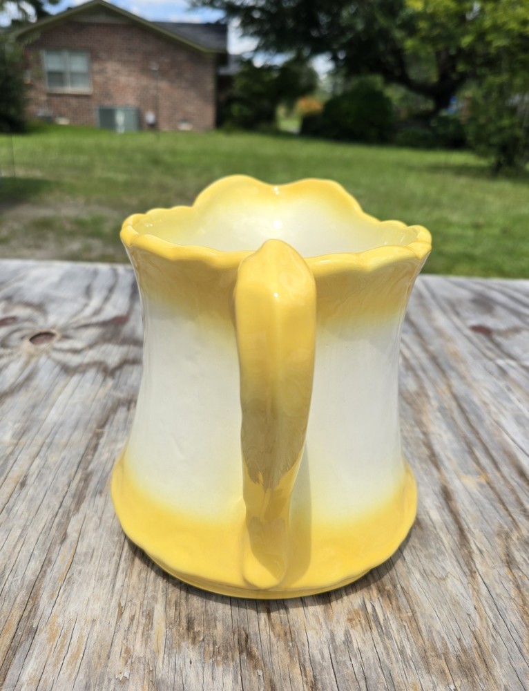 Vtg Studio Ceramic 7" Yellow/White Pitcher SUNFLOWERS 1982 "PRISTINE CONDITION"