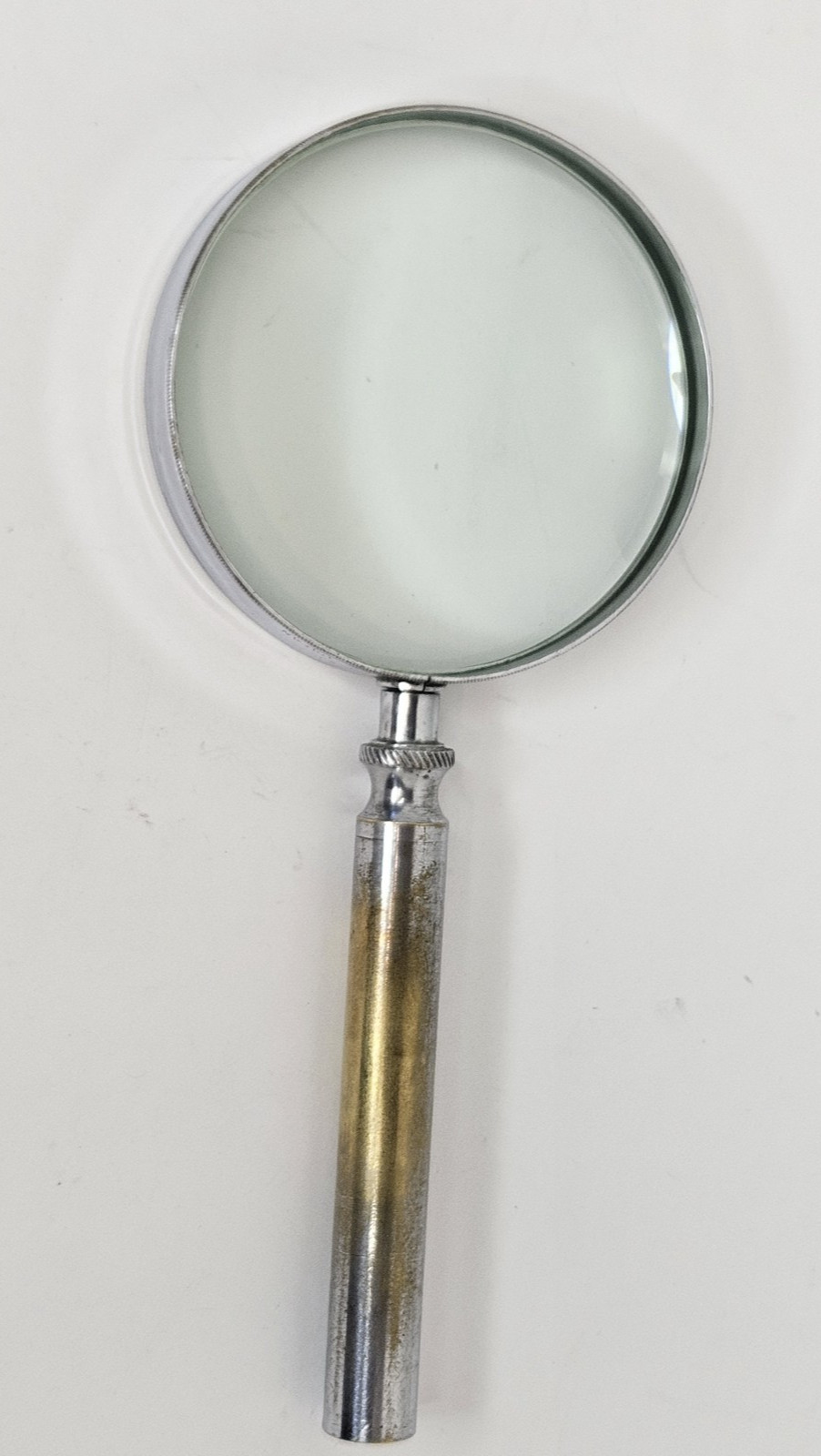 Large Handheld Glass Magnifying Lens Metal Frame Handle Japan