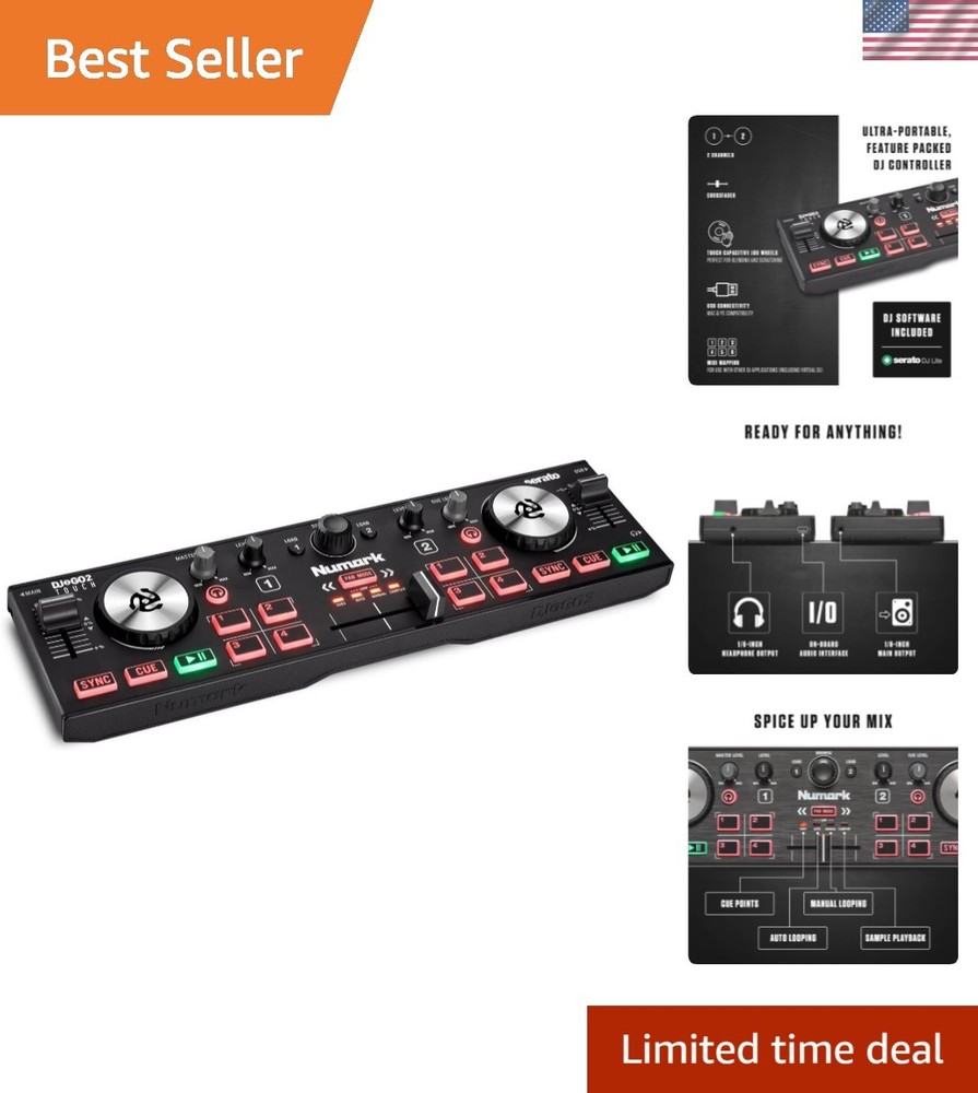 DJ2GO2 Touch 2-Channel Controller with Touch Wheels & Audio Connectivity