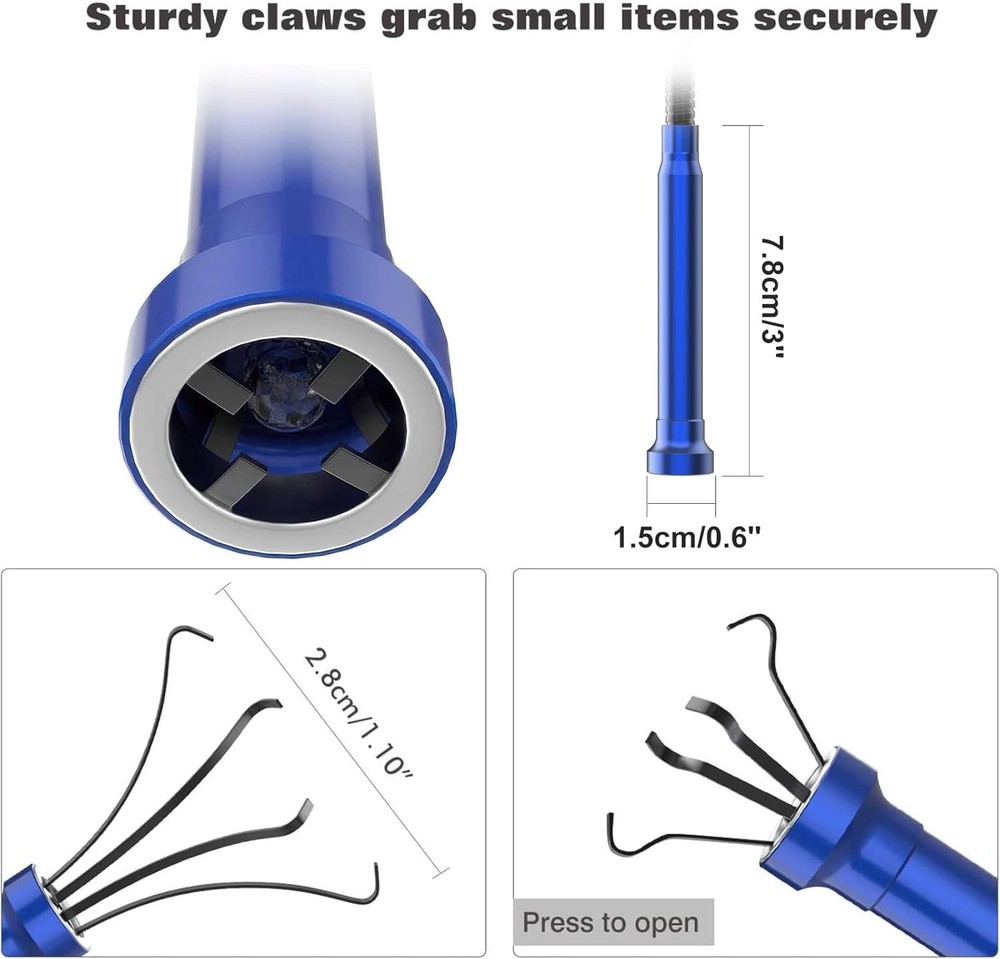 Versatile Magnetic Pickup Tool - LED-Enhanced Flexible Grabber for Tight Spots