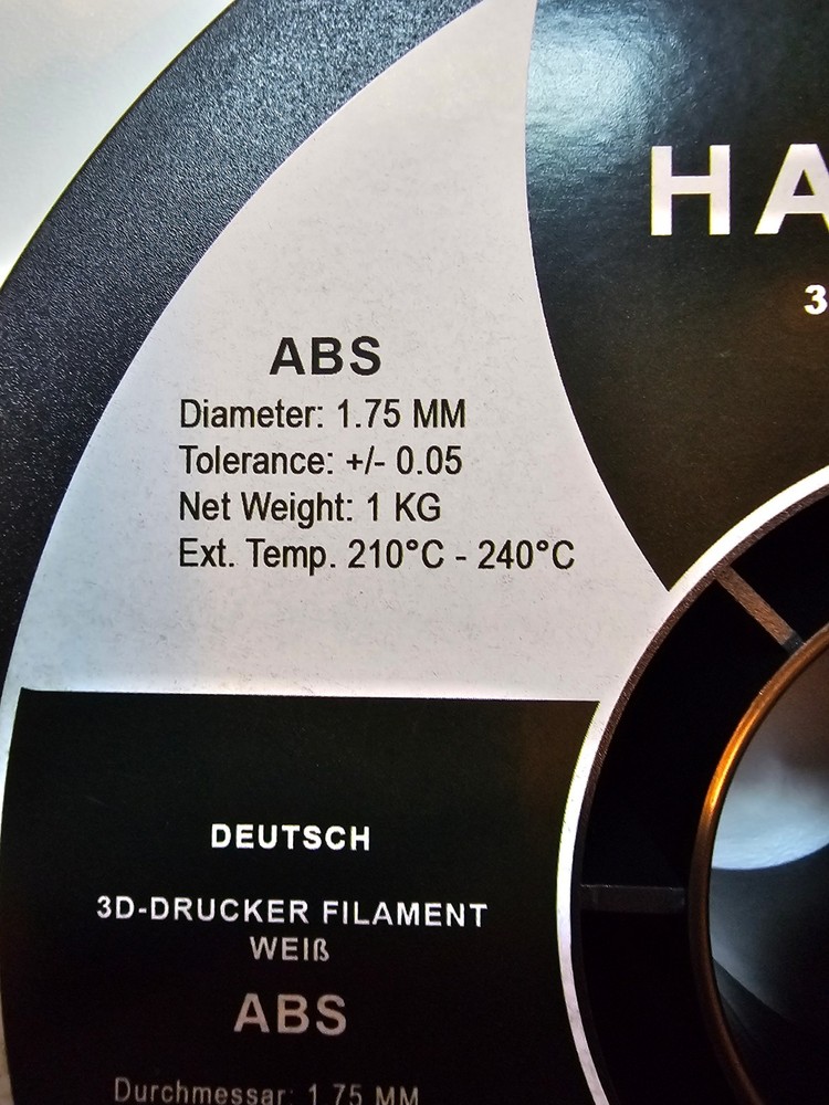 #02-Opened HATCHBOX ABS 3D Printer Filament - White (ABS-1KG1.75-WHT) Slight Use