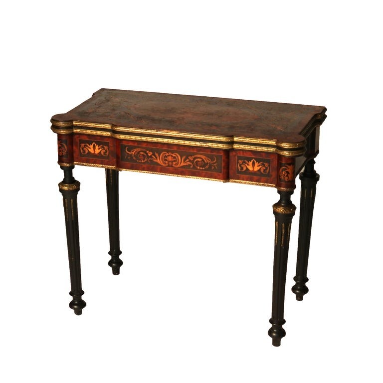 Antique Ebonized, Ormolu & Inlay Card Table C1880