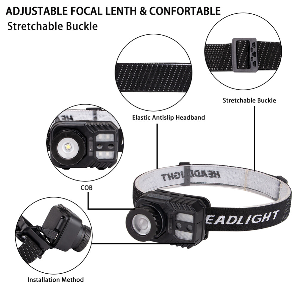 LED Headlamp Rechargeable Headlight Head Torch Induction Flashlight US