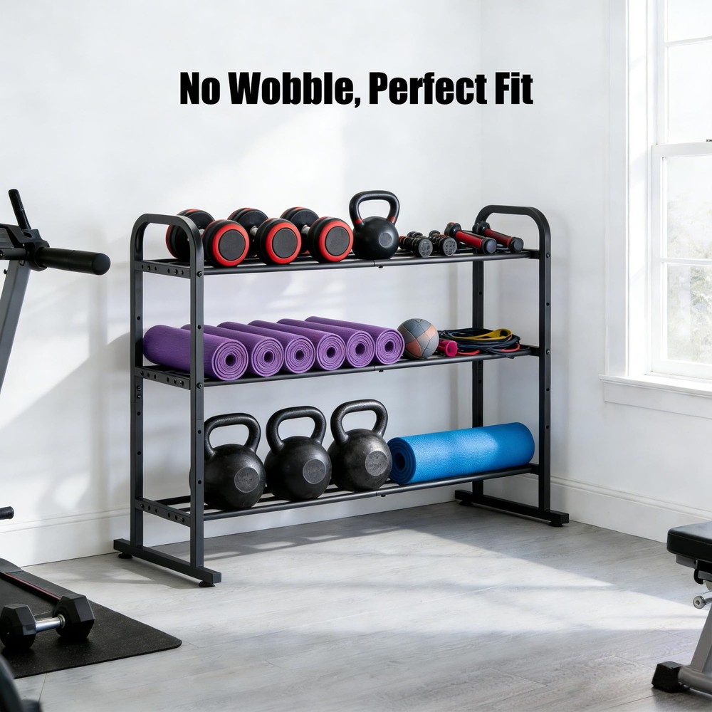 3-Tier Adjustable Dumbbell Rack, Holds 450 Lbs Total, Multi-Purpose Storage S...