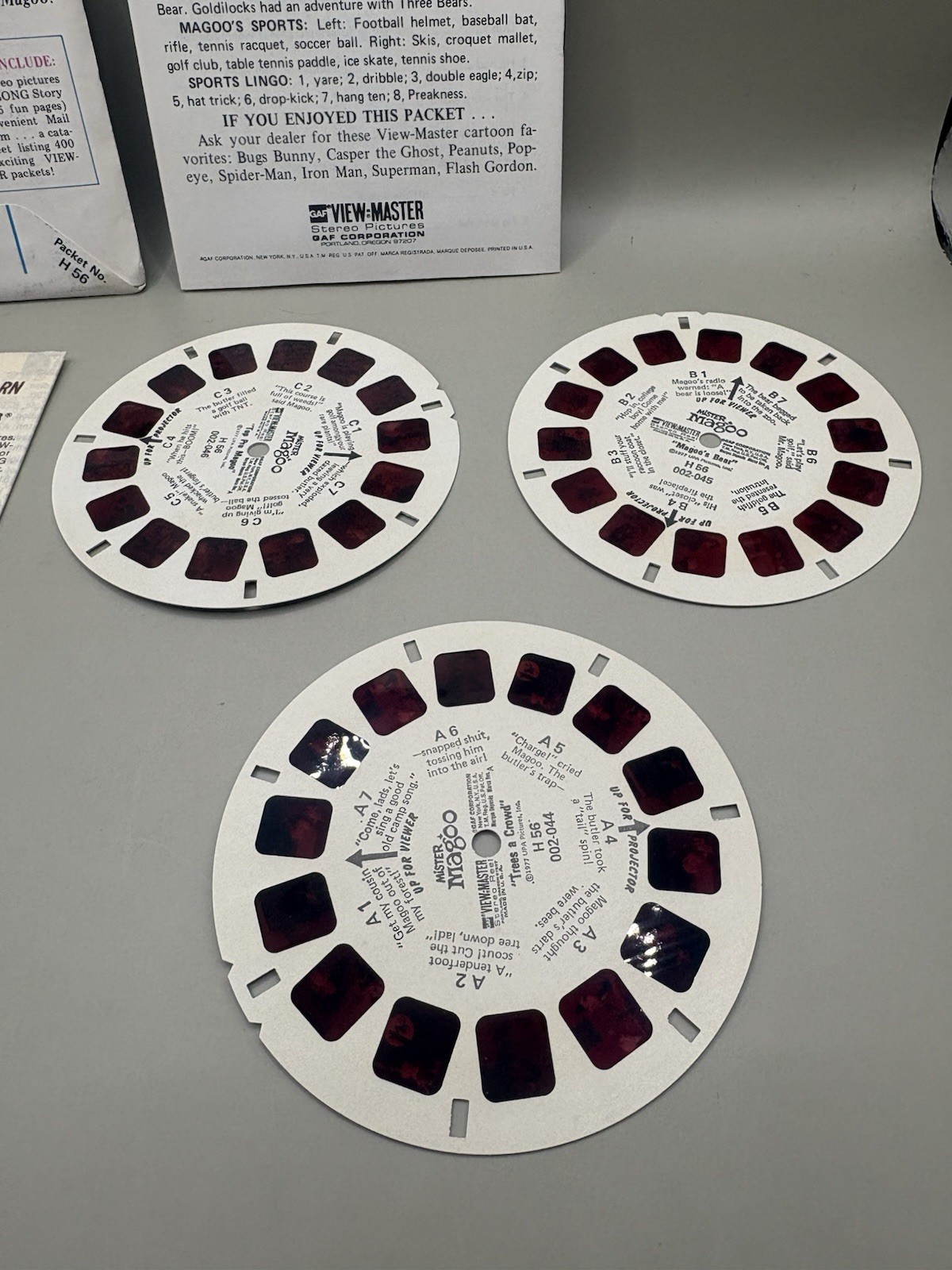 Rare GAF H56 Mister Magoo Mr. Cartoon Favorites View-Master 3 Reels Packet