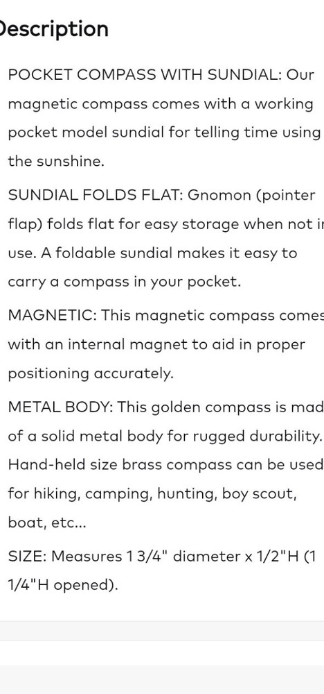 Survival Sundial Pocket Compass